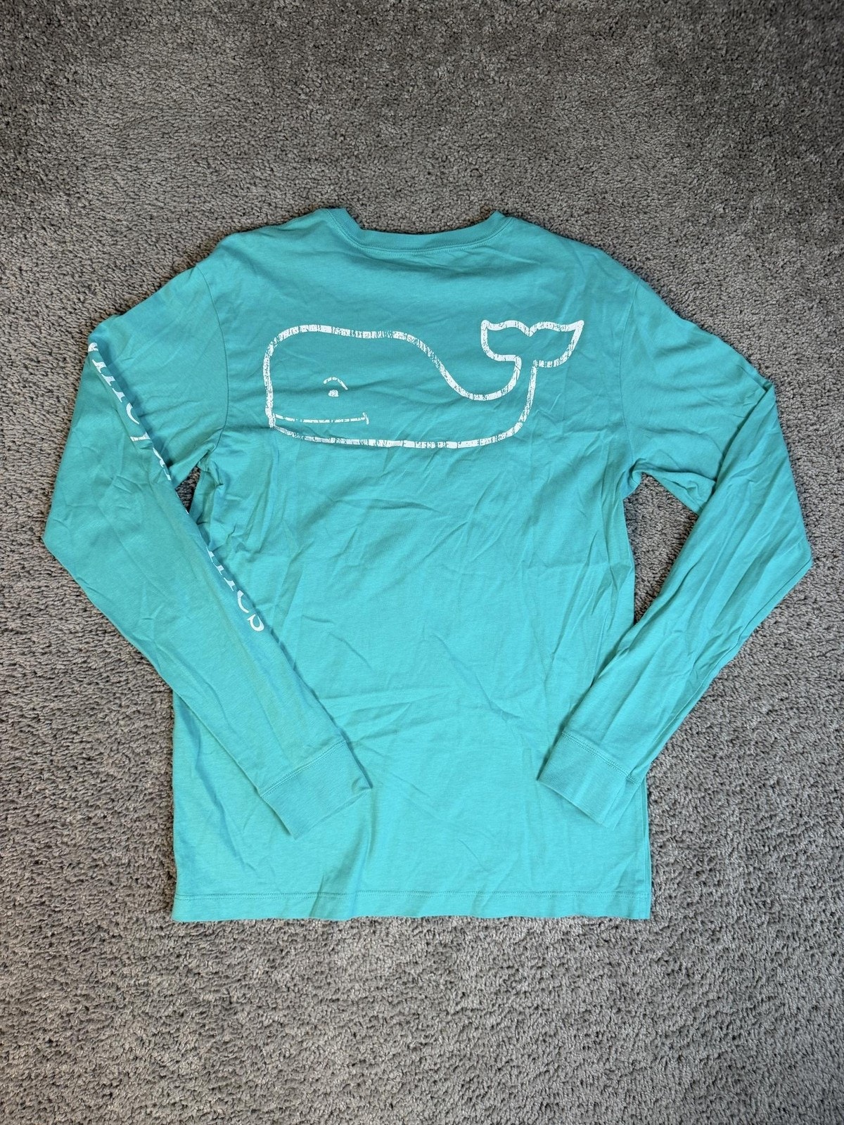 Vineyard Vines Shirt Mens Xs Green Whale Pocket Logo Long Sleeve Crew Neck